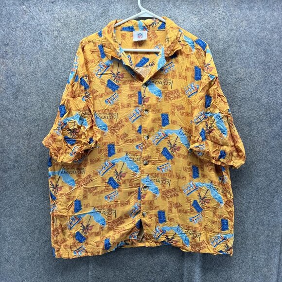 Super Bowl South Florida Shirt Mens XL Yellow NFL Football Hawaiian Rayon - Picture 1 of 10